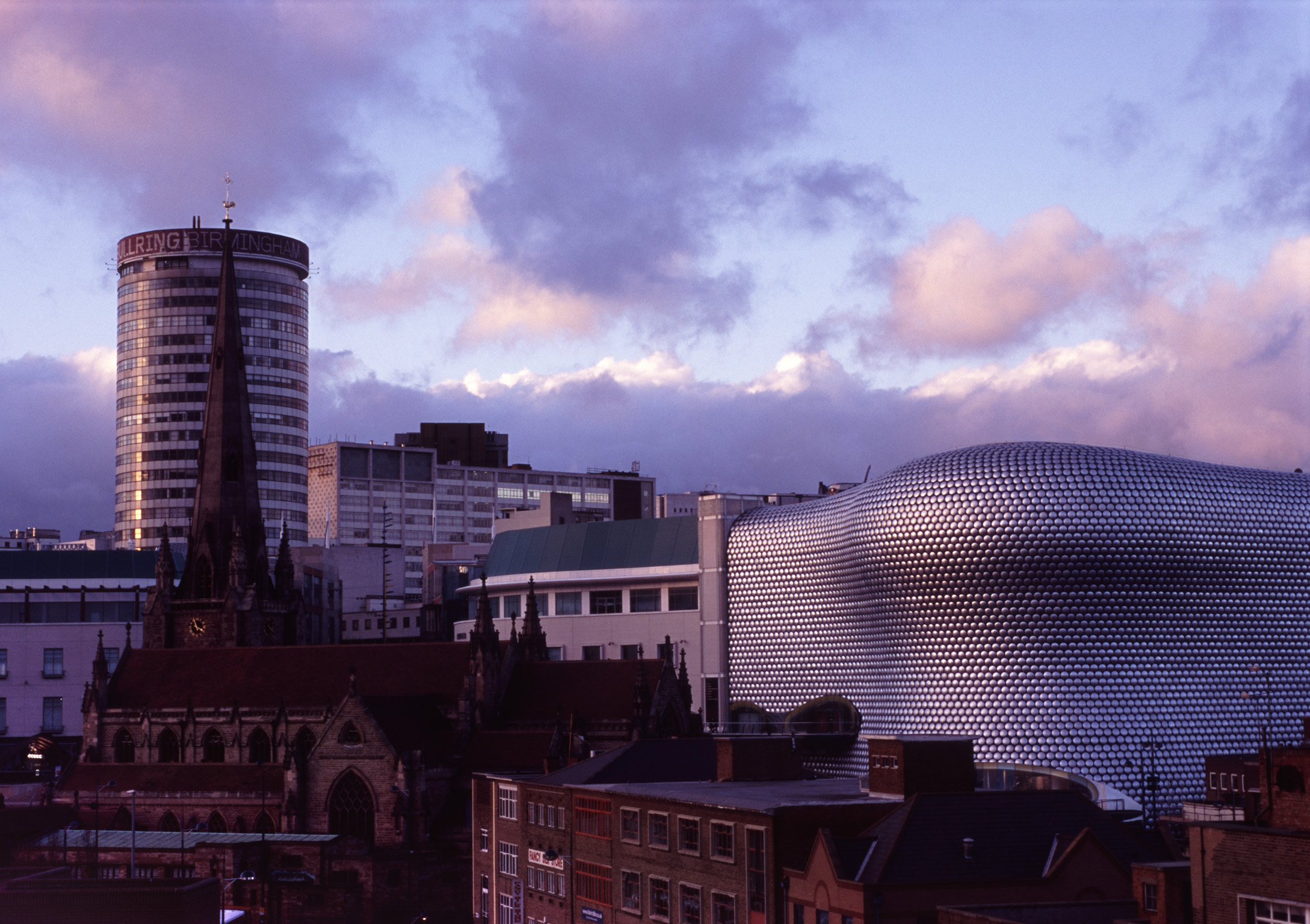 an image of High Rise Rotunda and Commercial Bullring Buildings at Birmingham. Captured on Afternoon.