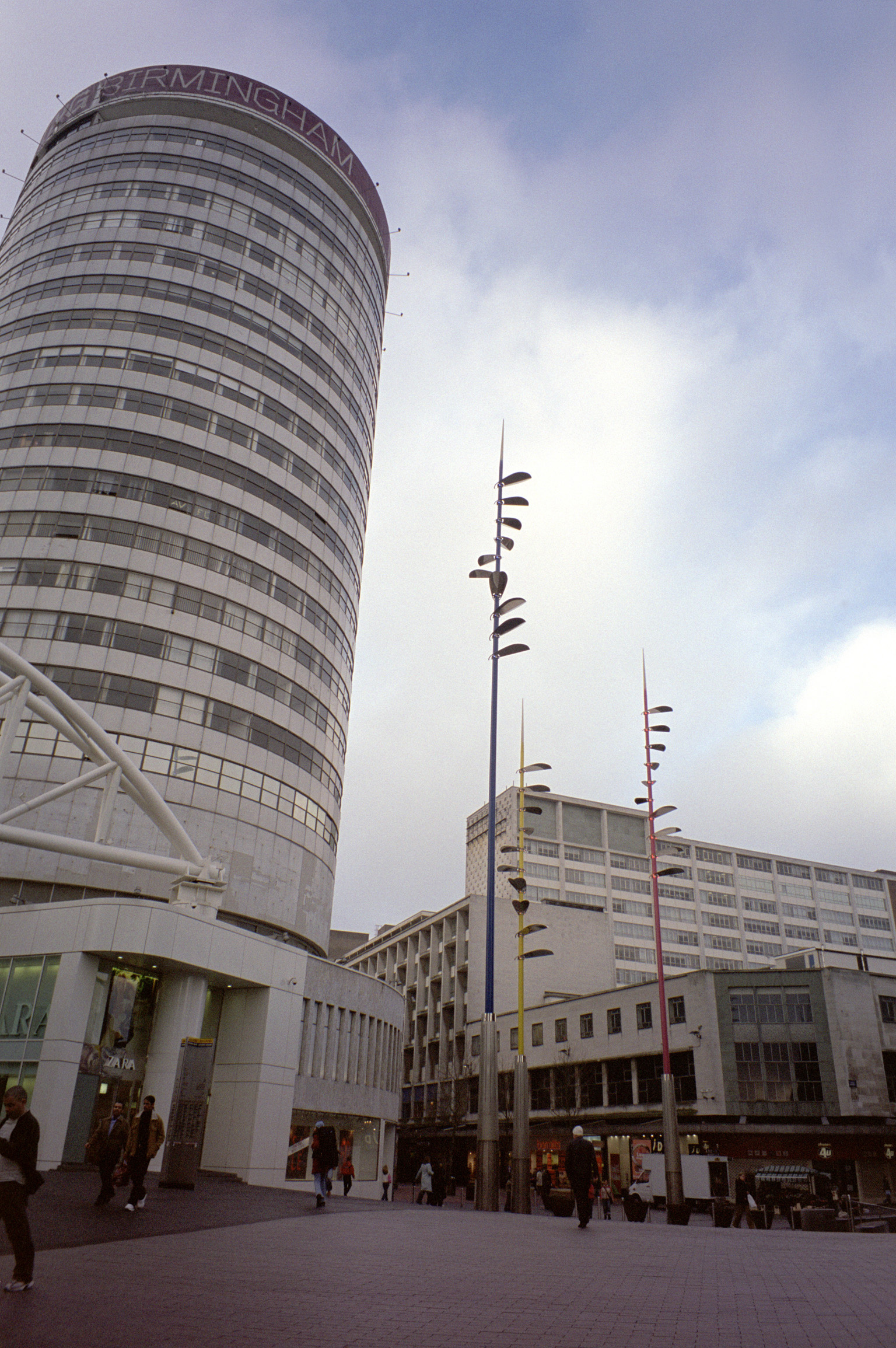 an image of Famous Cylindrical Highrise Rotunda Commercial Building in Birmingham, England.
