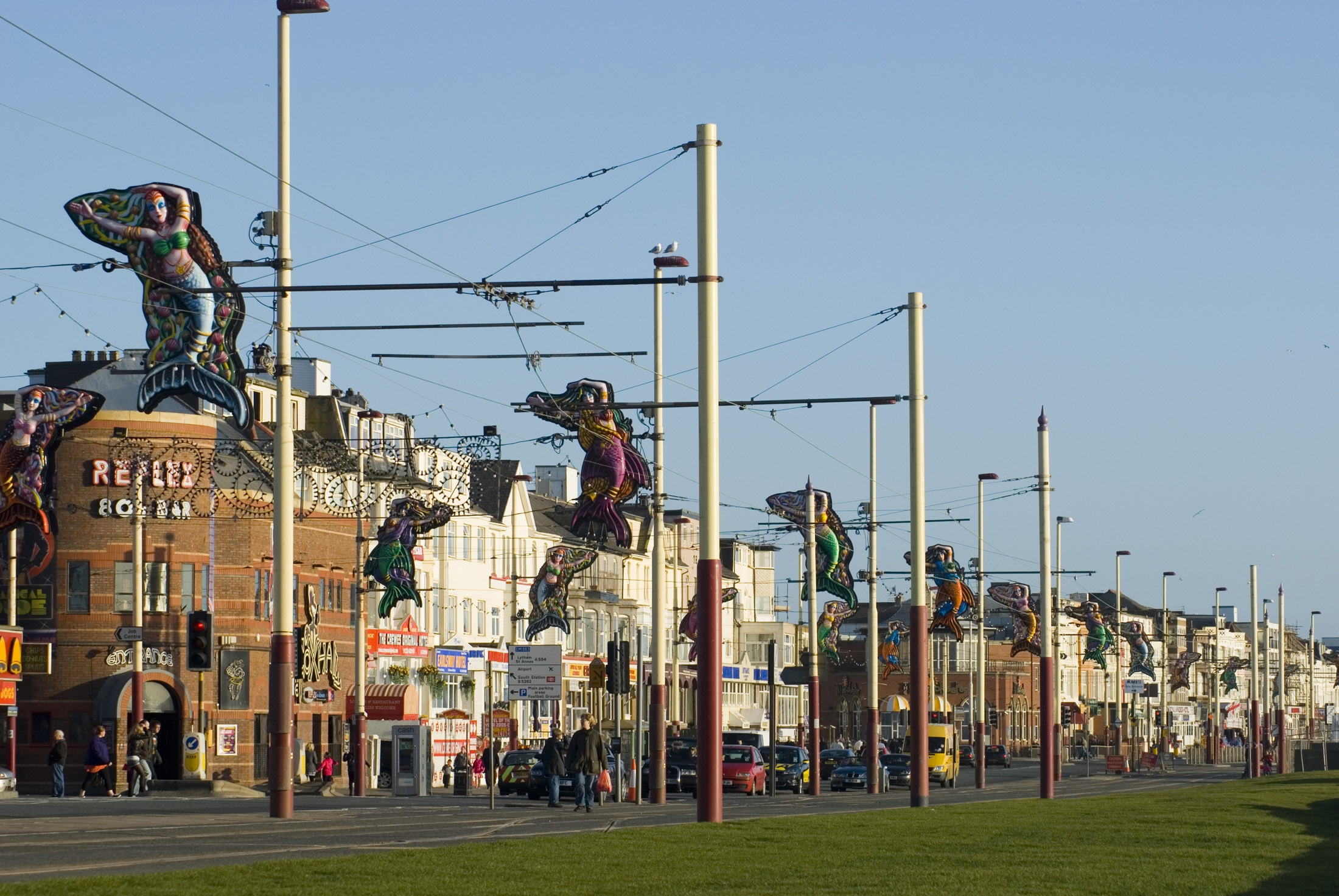 an image of streetlights on blackpool promendade all set up for the annual illuminations