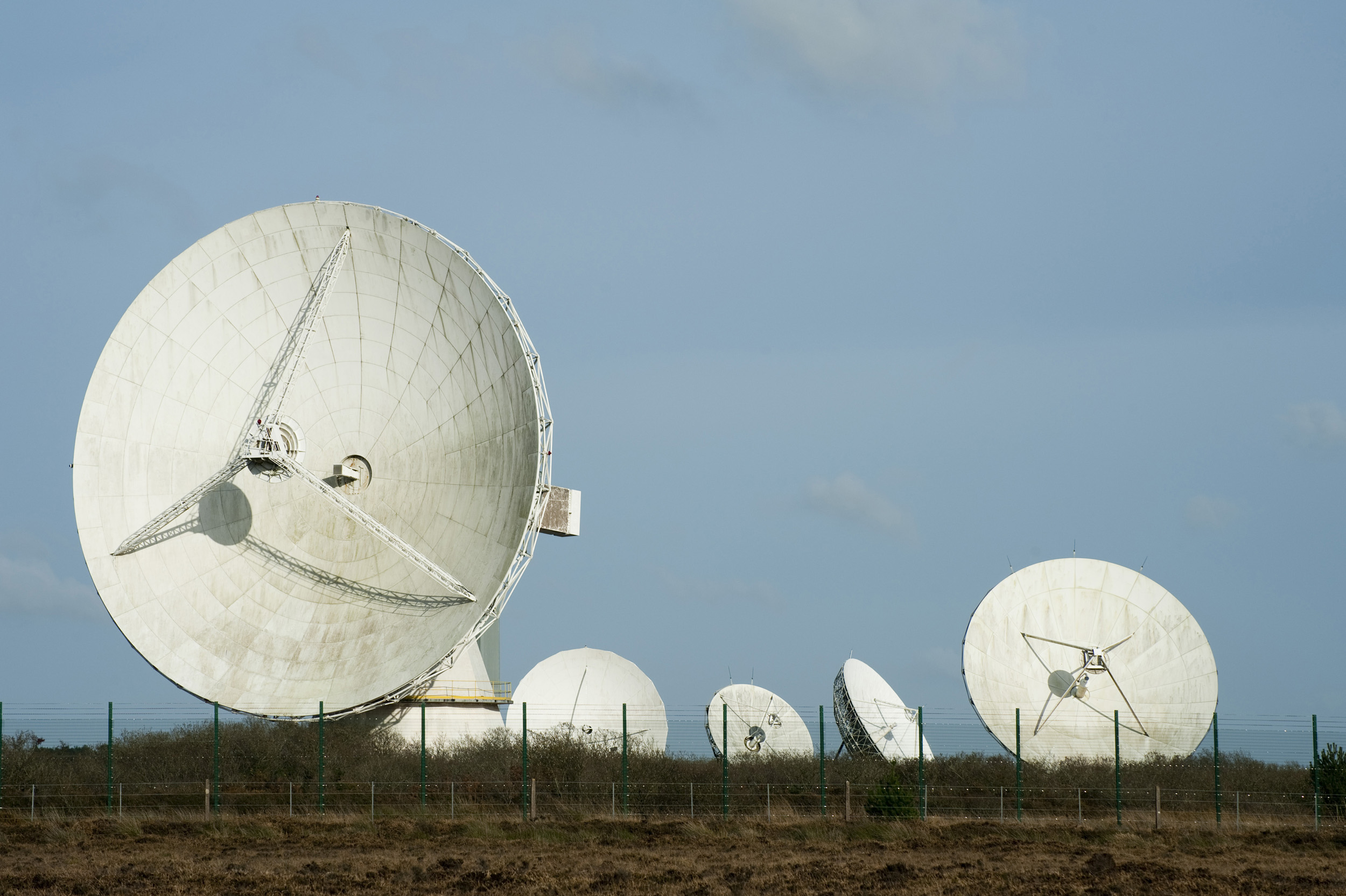 an image of satellite dishs array at the goonhilly communication research station