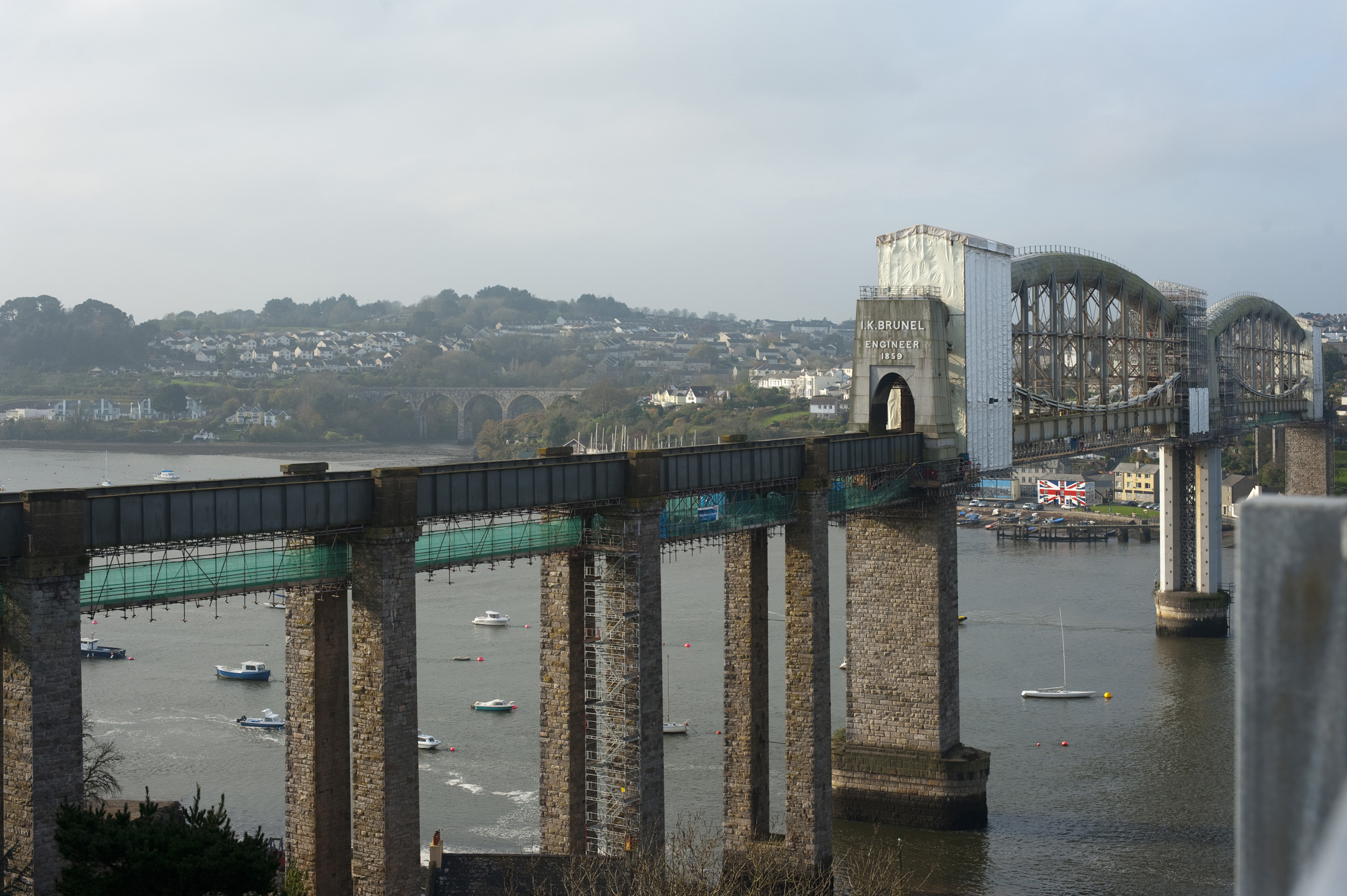 an image of Bridge across the tamar, plymouth england, built by brunel