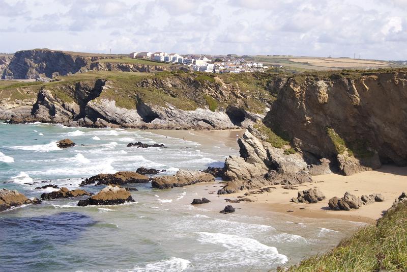 a view along the rugged cornwall coast near newquay