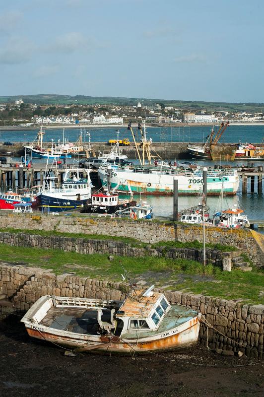 fishing boats in the harbour at newlyn cornwall