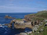 Enys Dodnan rock arch at landsend, cornwall