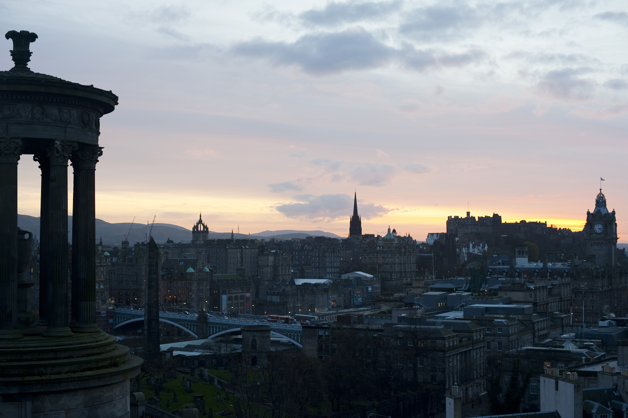 an image of Edinburgh skyline nicknamed the Athens of the North of Old Smokey