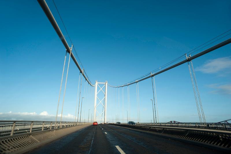 crossing the road bridge over the firth of forth to edinburgh