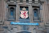 Coat of Arms Shield on edinburgh castle reading nemo me impune lacessit