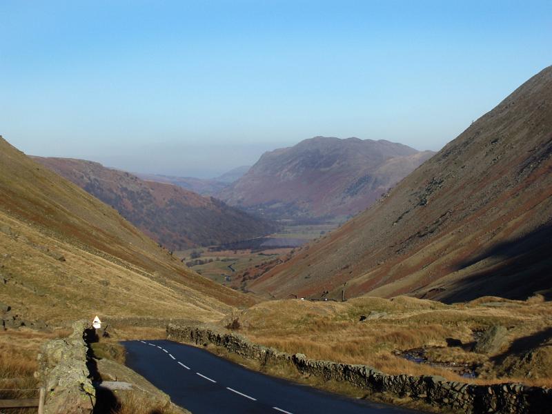 road to ullswater over kiskstone pass, cumbria