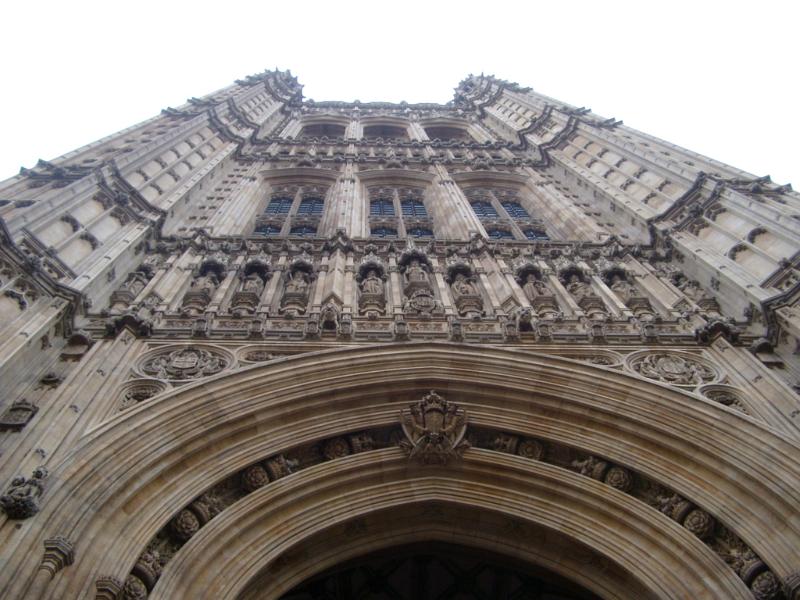 Low angle view of the victoria tower, palace of westminster, london, the seat of the UK government