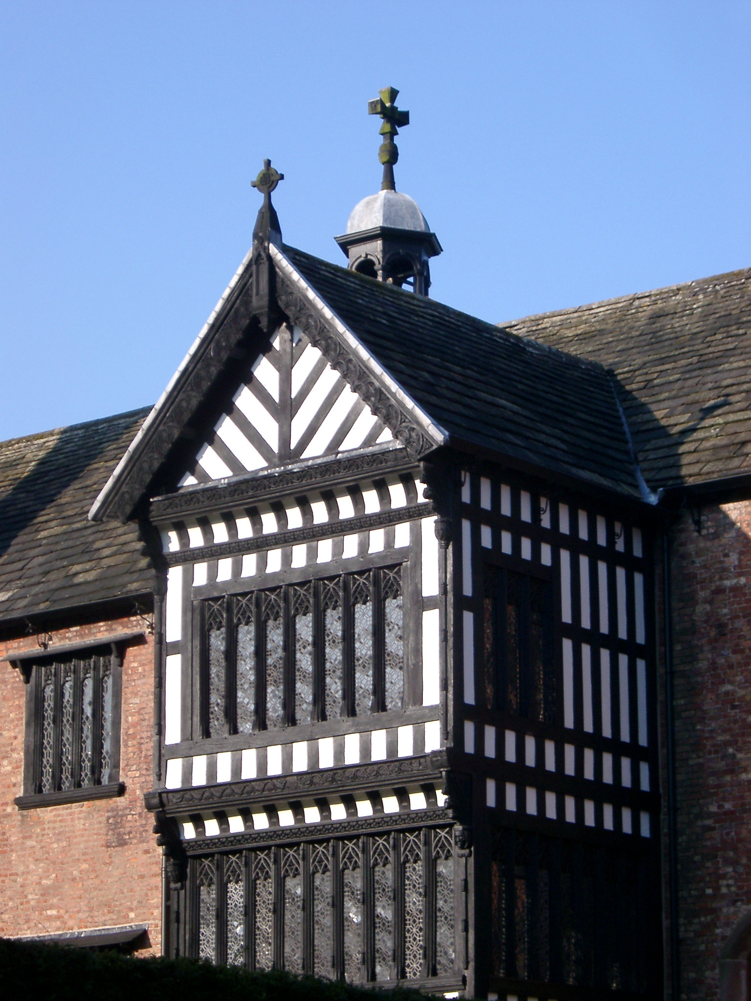 an image of Architectural Detail of Bramall Hall Tudor Manor House in Manchester, England