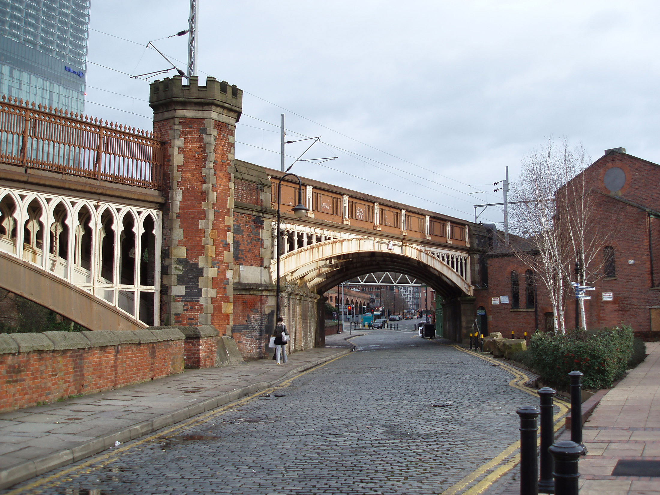 an image of Castlefield, Manchester is an inner city conservation area that was the site of the ancient Mancunium Roman fort and the first Industrial Canal and warehouses