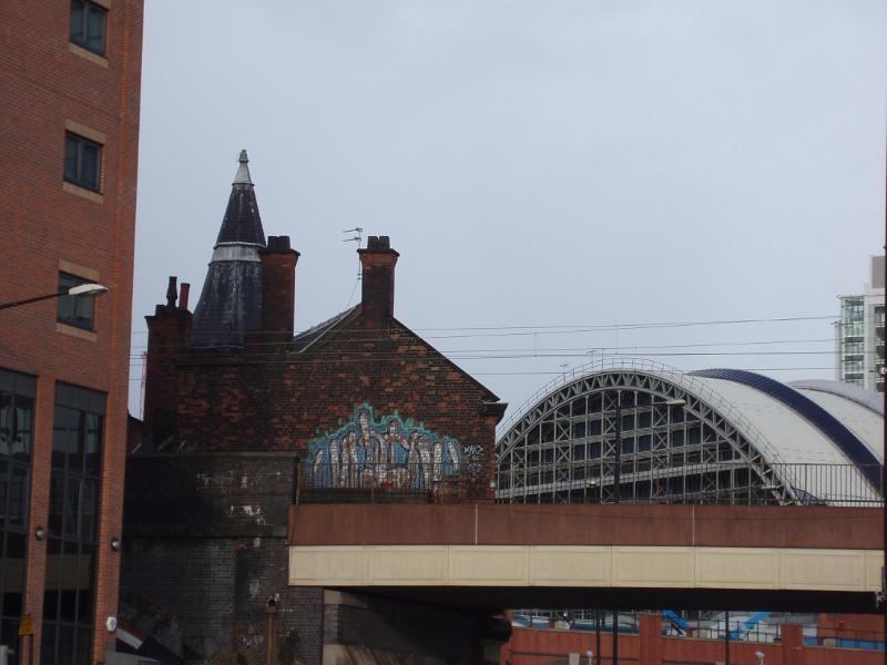 Exterior view of the facade of the Manchester Gmex centre, or Greater Manchester Exhibition Centre and Central Railway Station