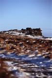 Landscape of Famous Kinder Scout in England on Light Blue Sky Background on One Sunny Day.
