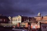 Edgehill Hospital, Stockport on a dark in dramatic lighting on a stormy day with threatening cloud cover
