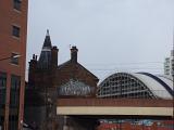 Exterior view of the facade of the Manchester Gmex centre, or Greater Manchester Exhibition Centre and Central Railway Station