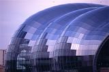 Exterior view of the glass roof covering the sage centre, gateshead