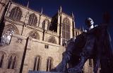 Low Angle Close Up of Statue of Constantine the Great Outside York Minster Cathedral, York, England