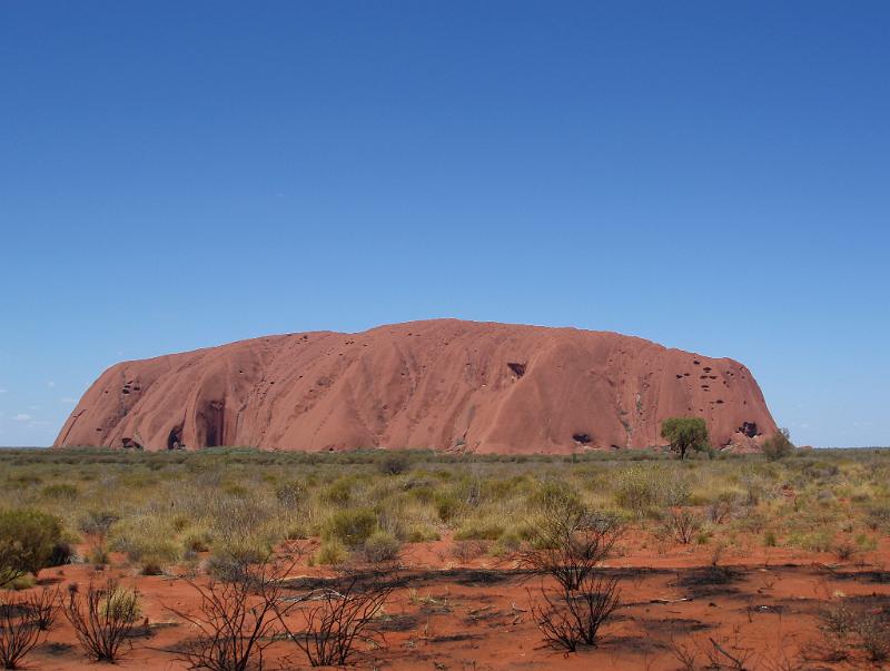Beautiful View of Famous Uluru Rock in Kata Tjuta National Park on Gradient Blue Sky Background.