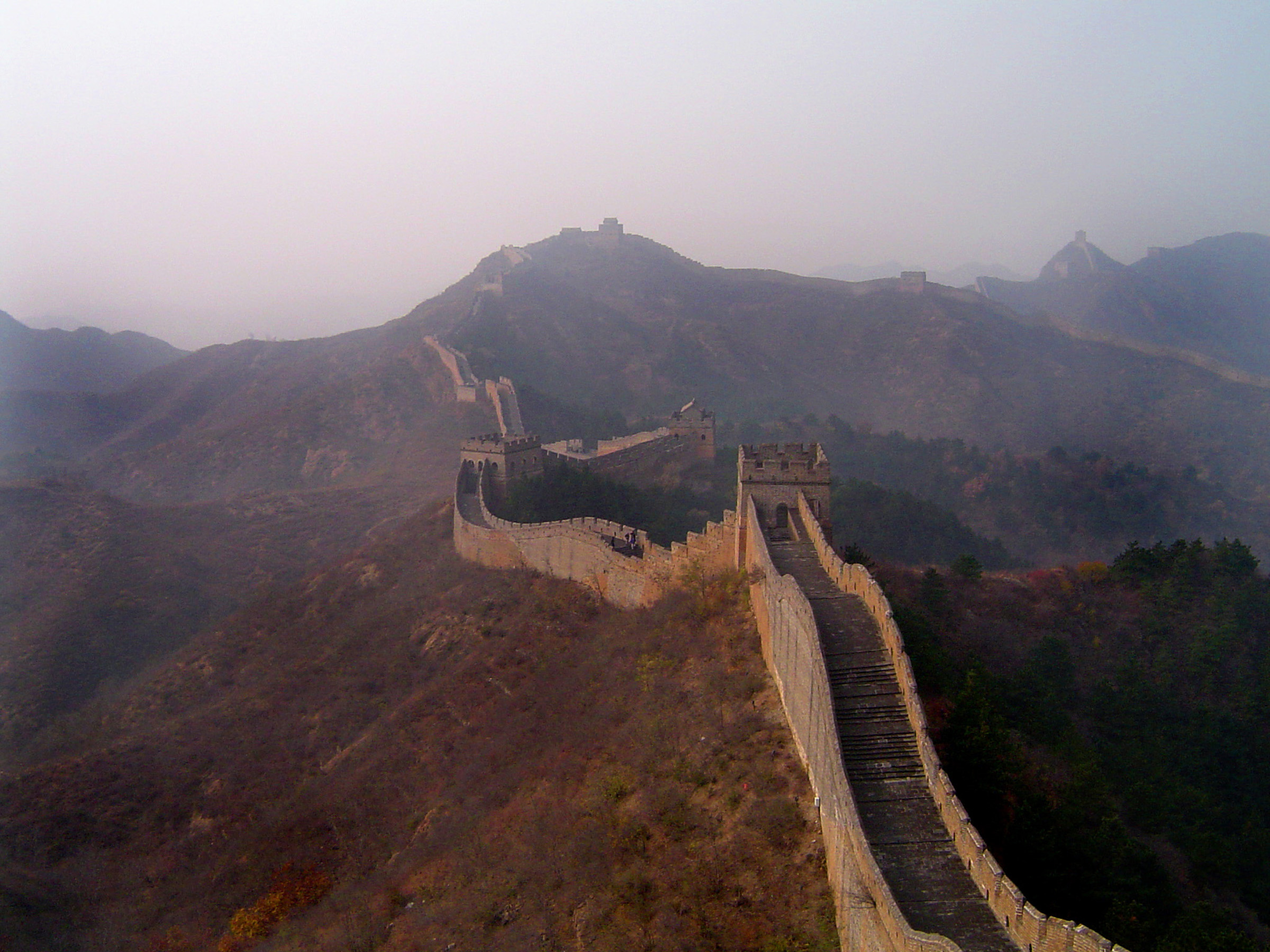 an image of Great Wall of China - Famous Ancient World Attraction on Hill Top of Beijing