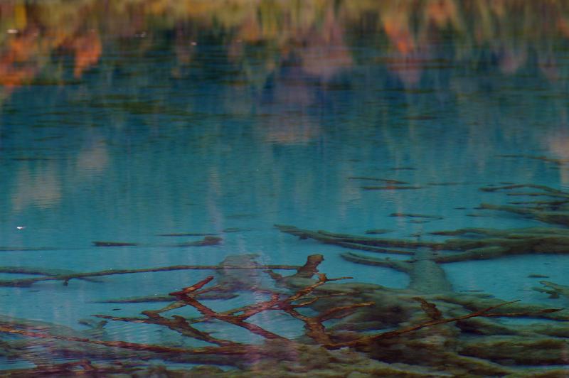 Autumn reflection in still water of colorful autumnal or fall foliage marking the changing of the seasons
