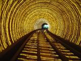 Attractive Empty Illuminated Architectural Subway Tunnel at Shanghai China