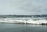 Cold winter snow covered coastline in Abashiri, Hokkaido, Japan