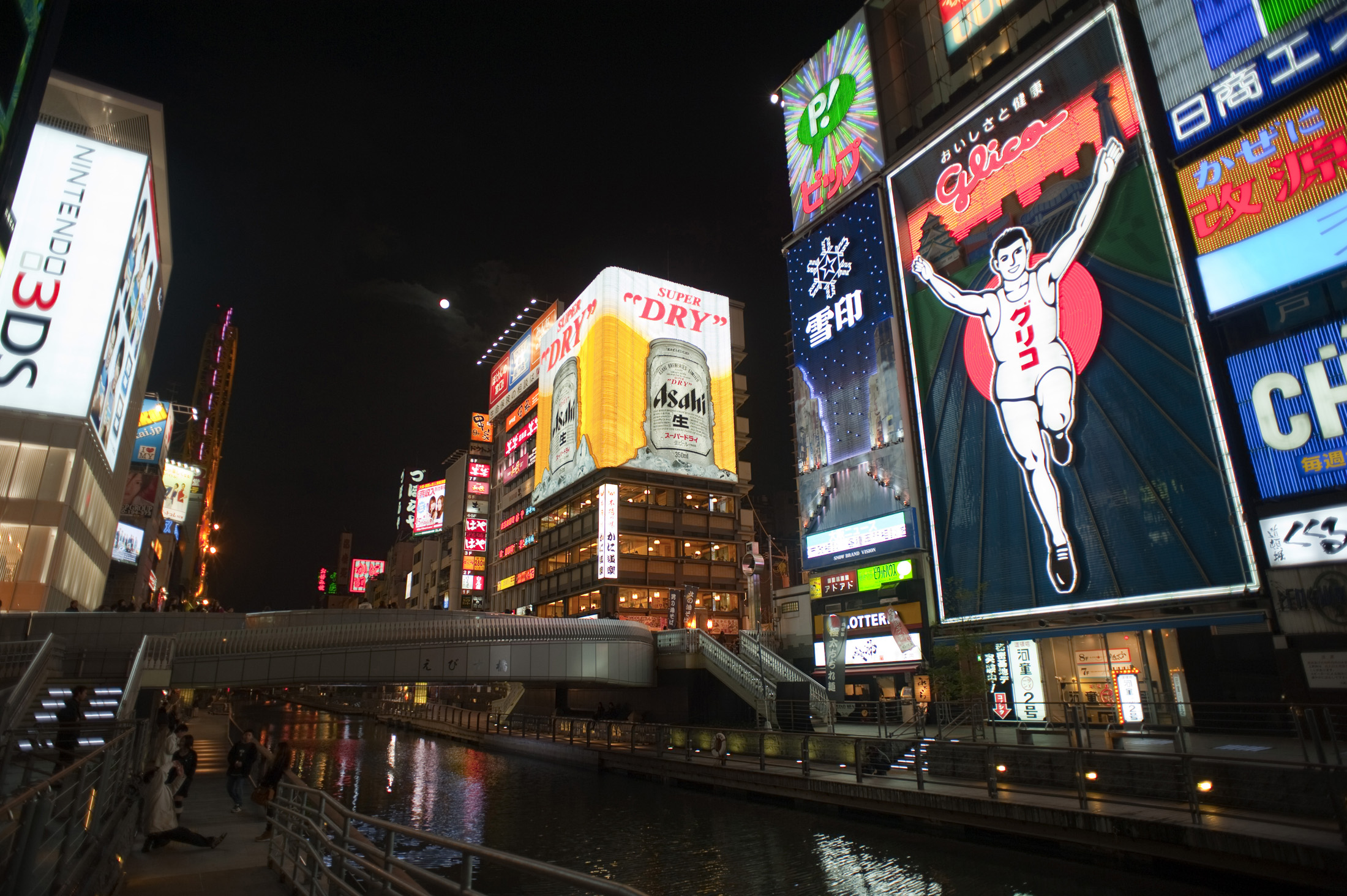 an image of The famous Glico man and other neon signs in Dotonbori at night