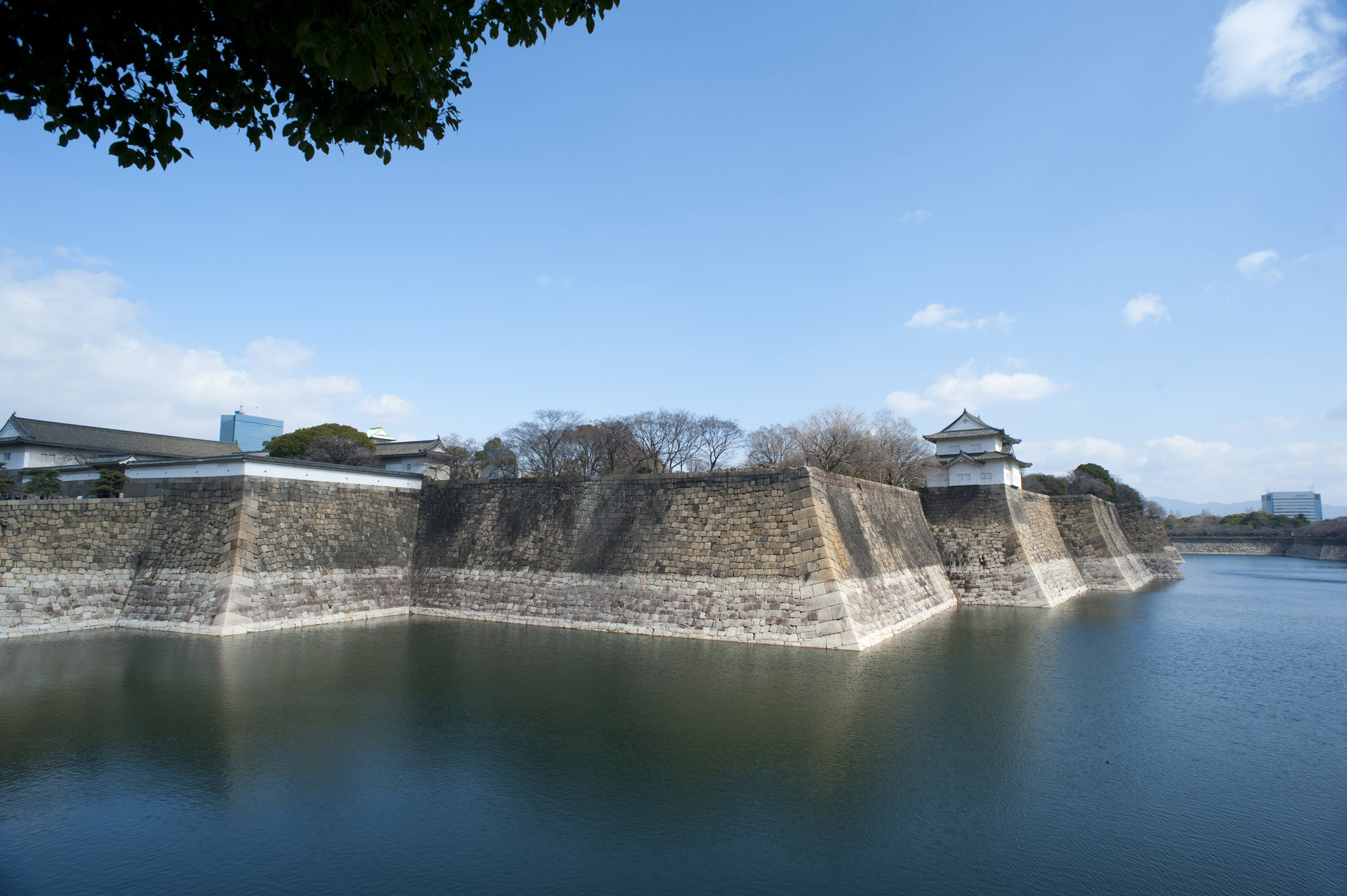 an image of Osaka jo - Japanese style castle walls and moat