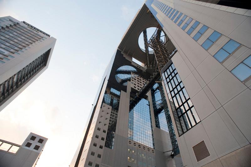 Low angle view of the Umeda Sky Building Osaka, Japan