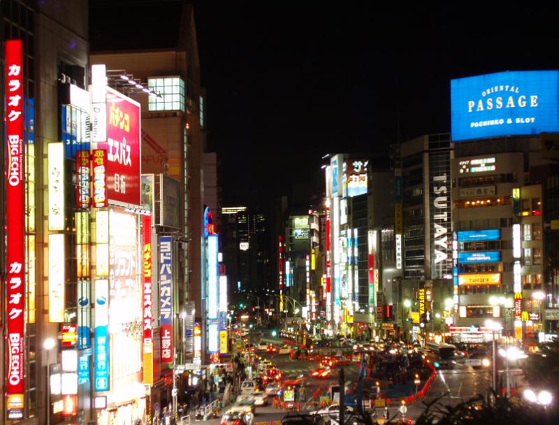 bright neon signs in ueno, tokyo