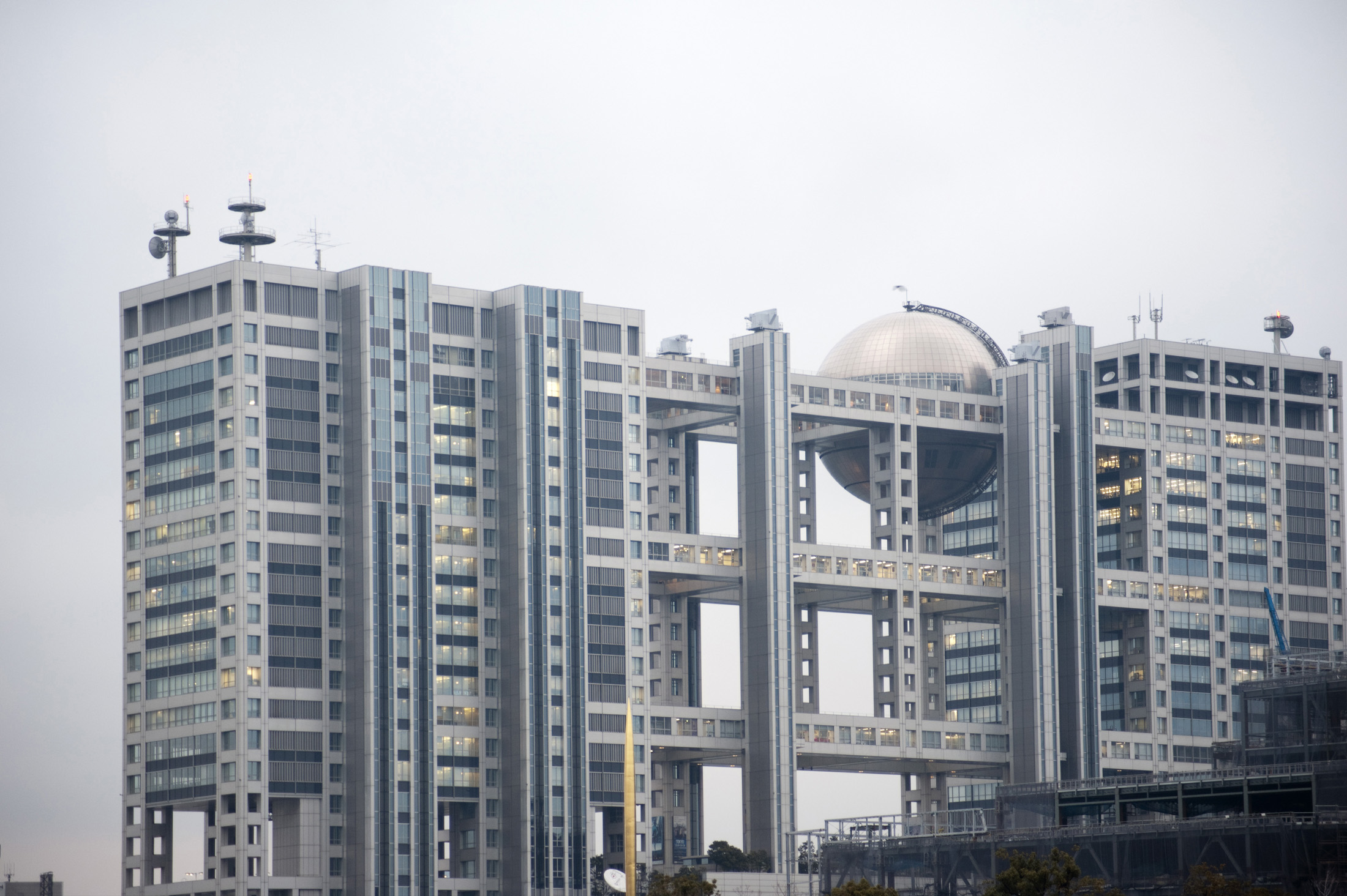 an image of Quirky architecture of the fuji tv building, tokyo, japan