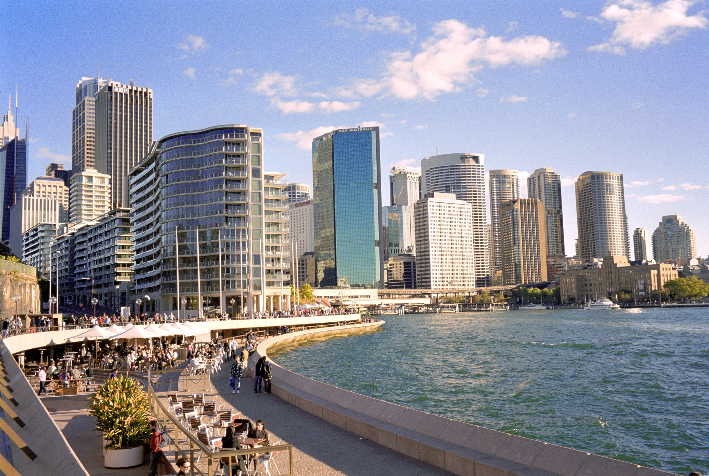 an image of Highrise Buildings and Promenade at Circular Quay Harbor, Sydney, Australia