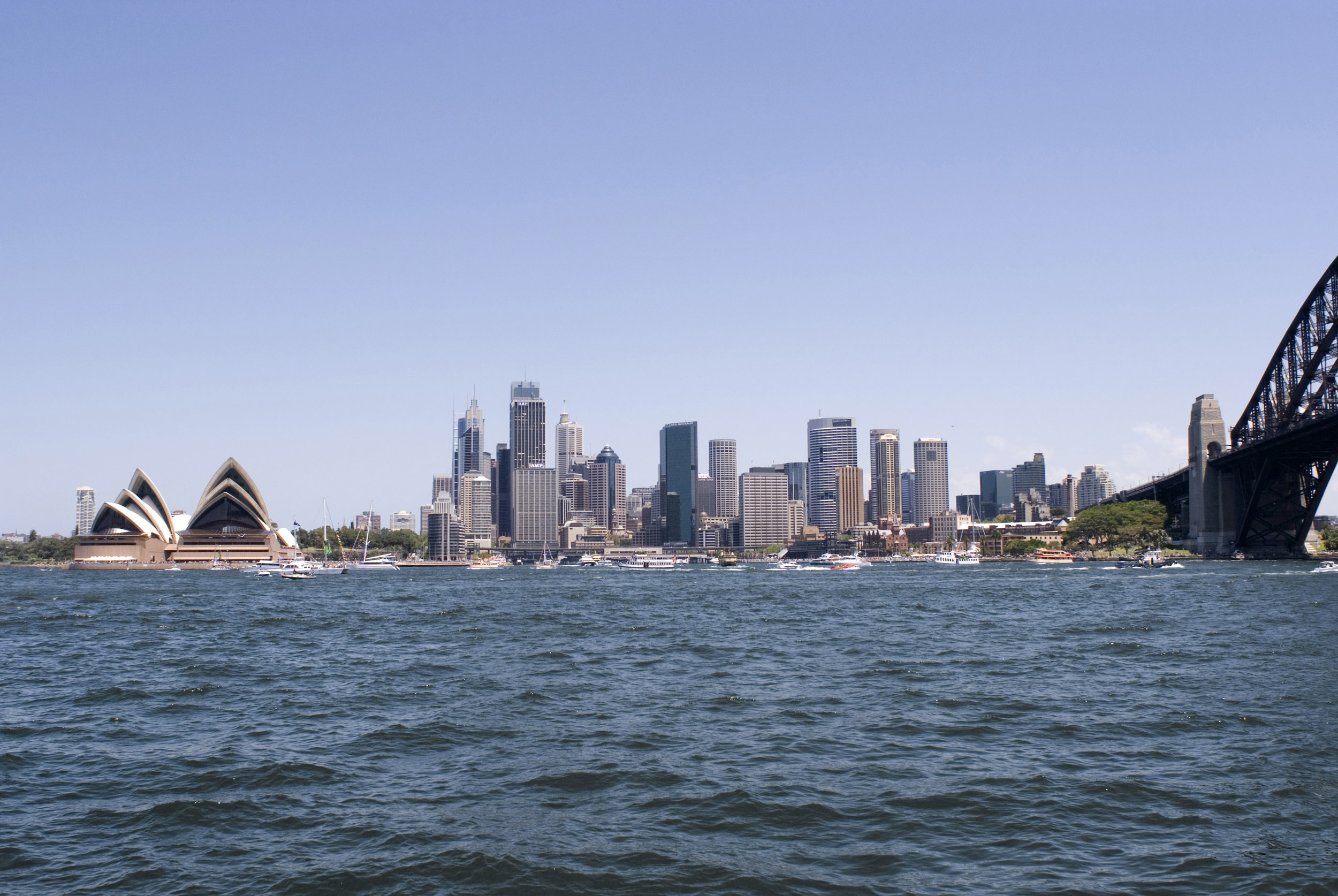 an image of The Sydney CBD, Opera House and Circular Quay from the opposing bank of sydney harbour, port jackson