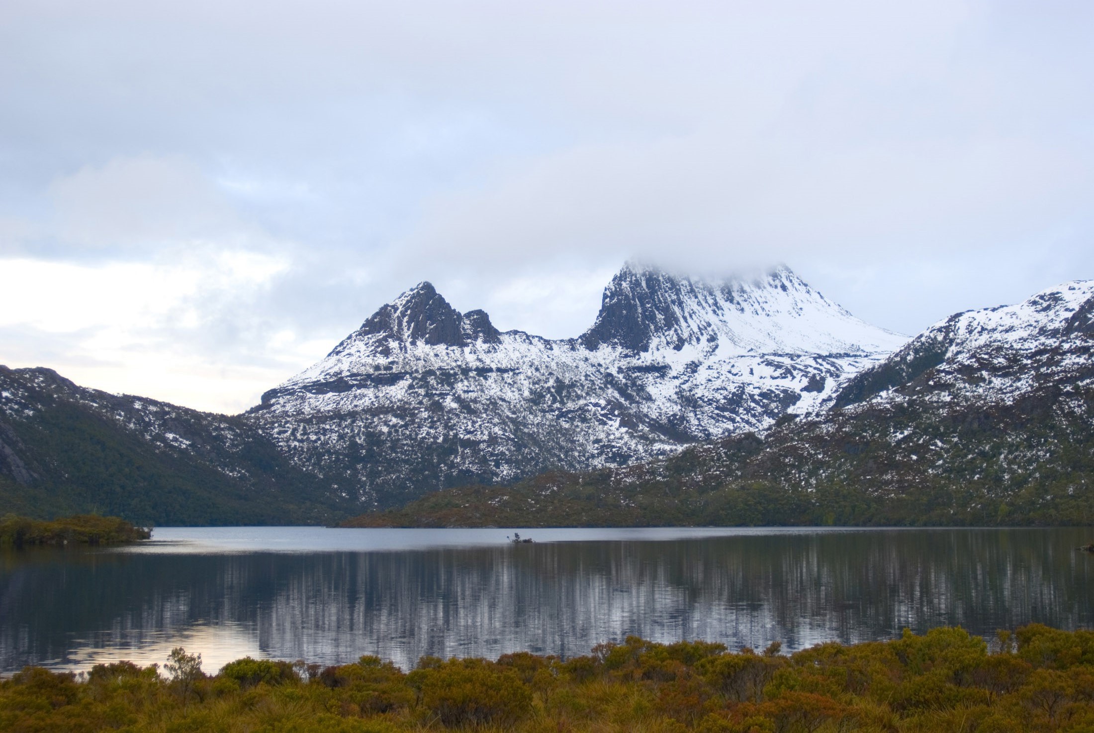an image of Cradle mountain with a covering of snow, Cradle Mountain-Lake St Clair National Park