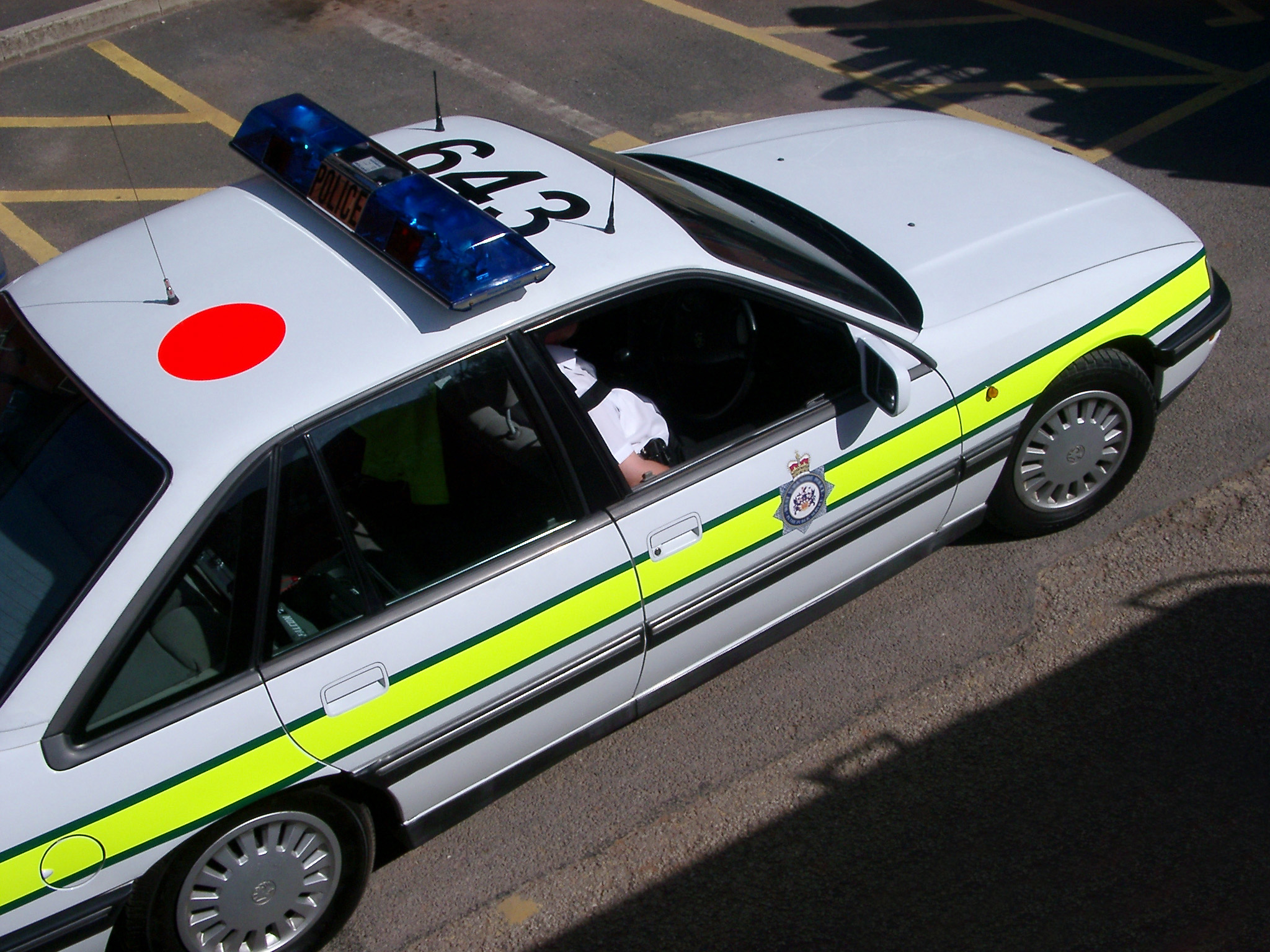 an image of Overhead View of Police Car Showing Roof with Car Number