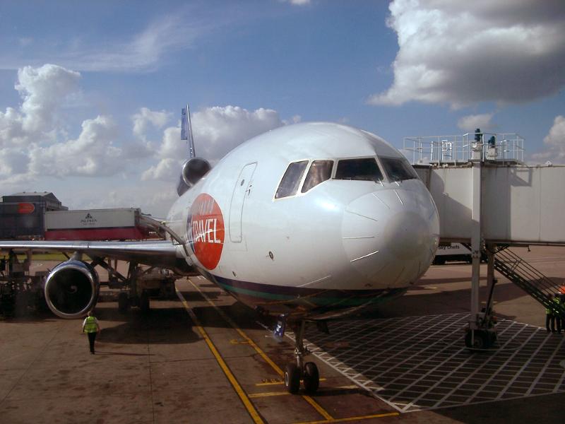 Internal flight with a small jet aircraft standing on the apron at the airport