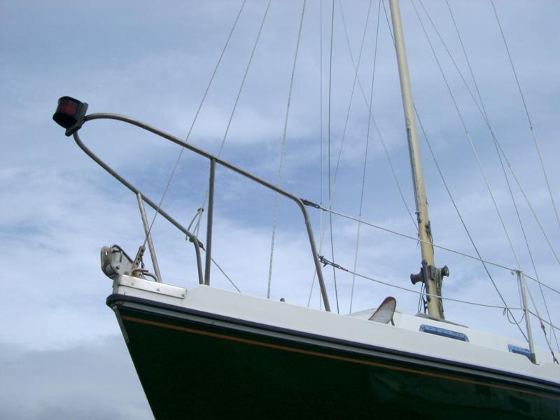 Low Angle View of Forecastle Bow of Yacht Against Cloudy Sky