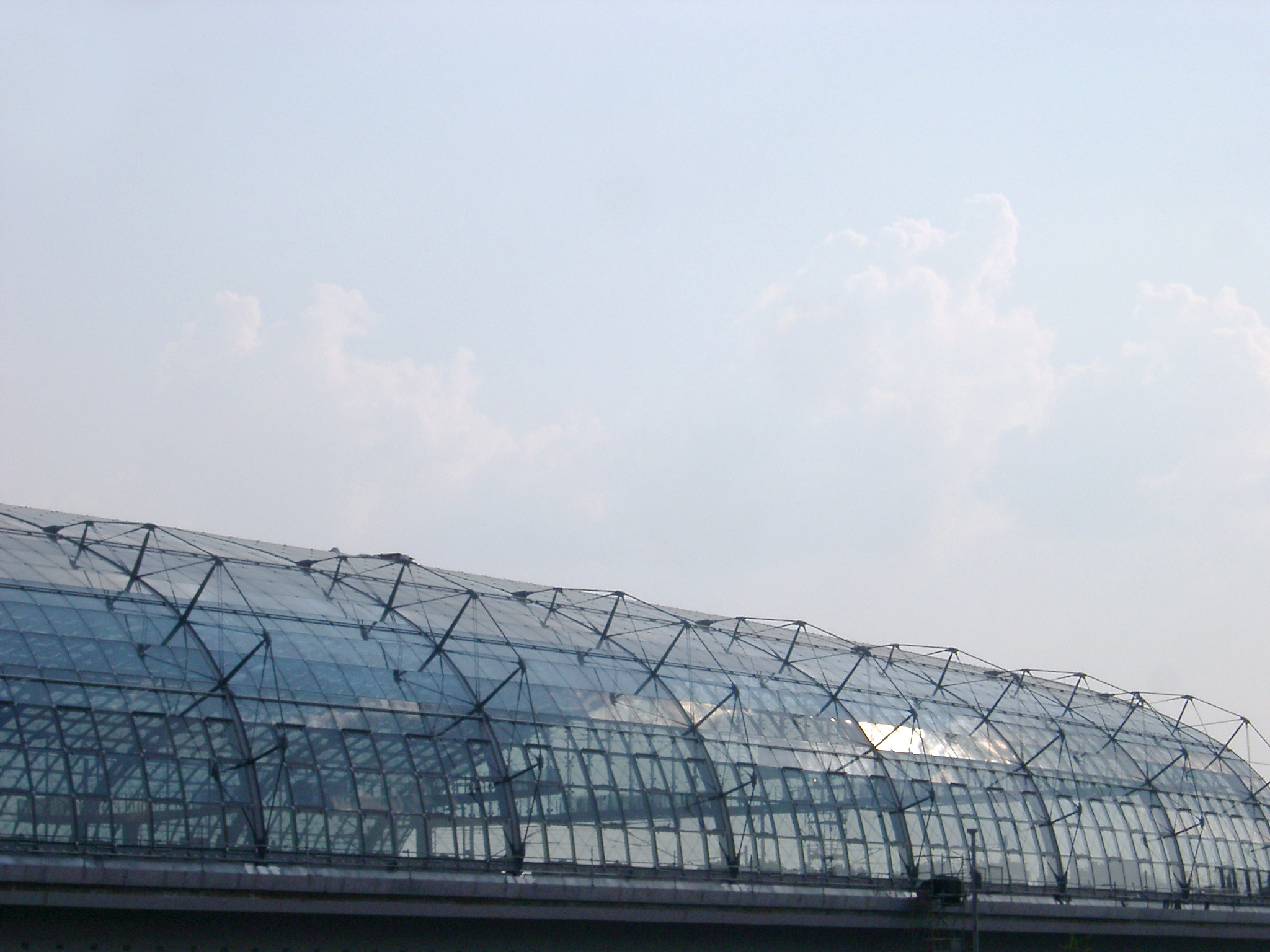 an image of The new railway station, or Hauptbahnhof, in Berlin with its modern architecture and domed roof, exterior view