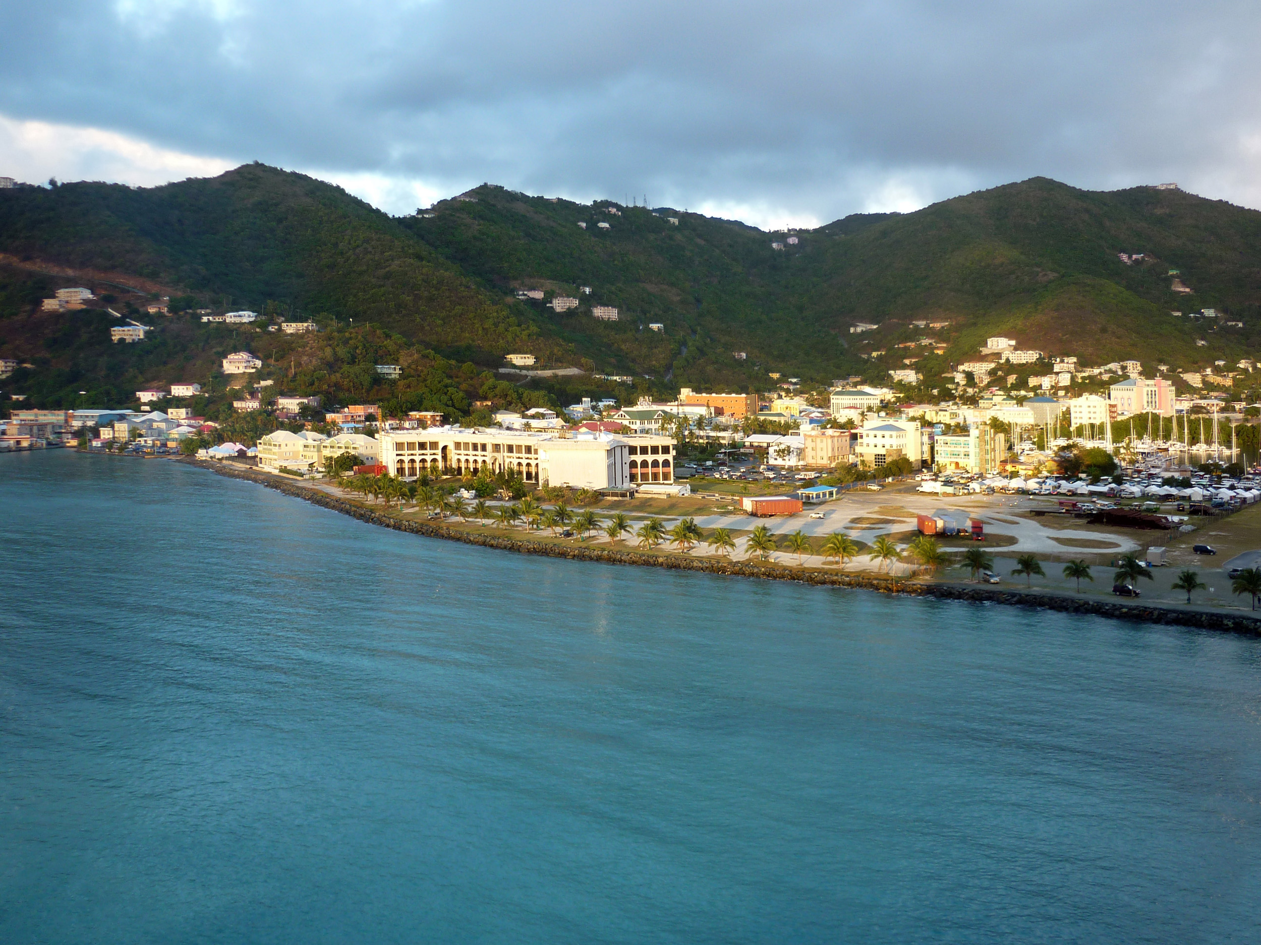 an image of sailing into road town in the biritsh virigin islands