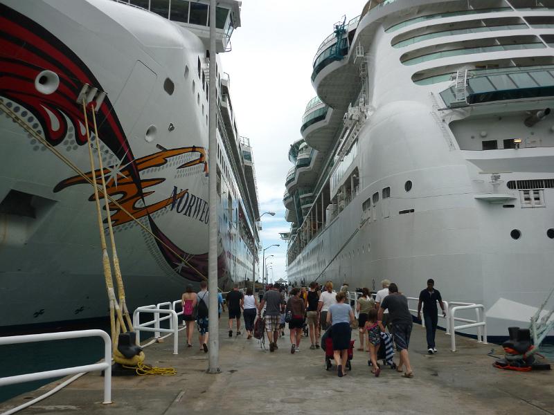 two giant cruise ships in port