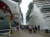 two giant cruise ships in port
