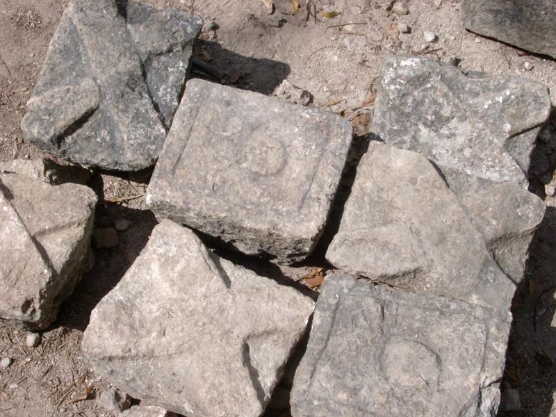Close up Historic Sculpted Stone Structures at Chichen Itza, Located in Mexico.
