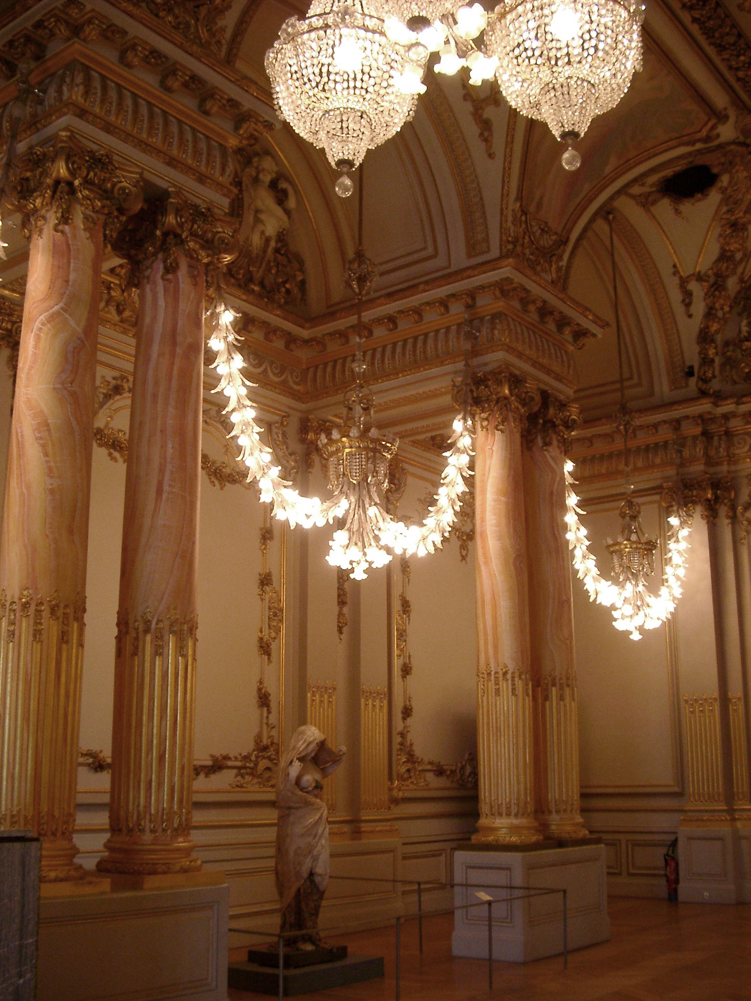 an image of Old Vintage Elegant Architectural Building Interior Design with Chandeliers.
