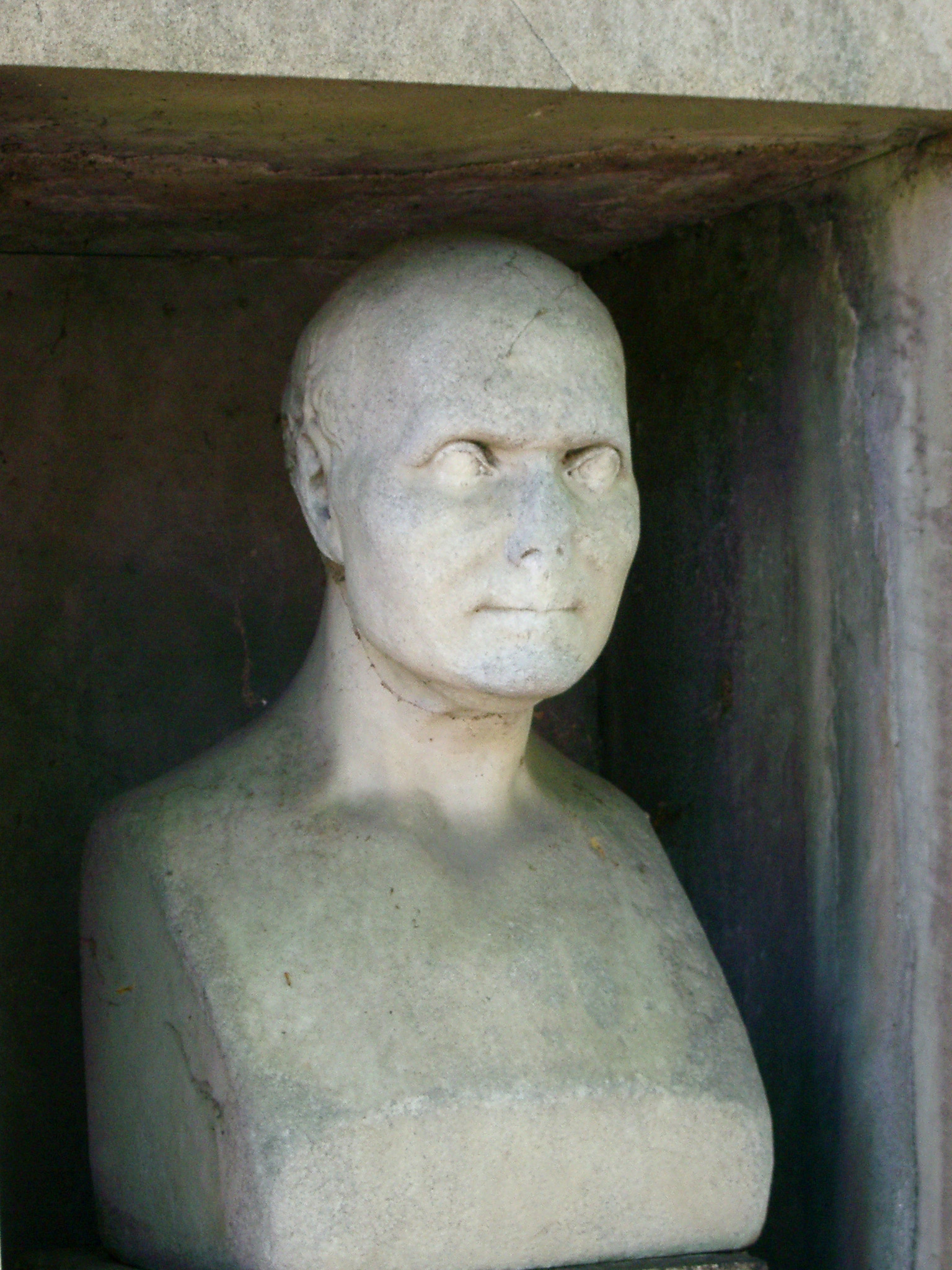an image of Bust of Joseph Fourier at Grave in Pere Lachaise Cemetery, Paris, France