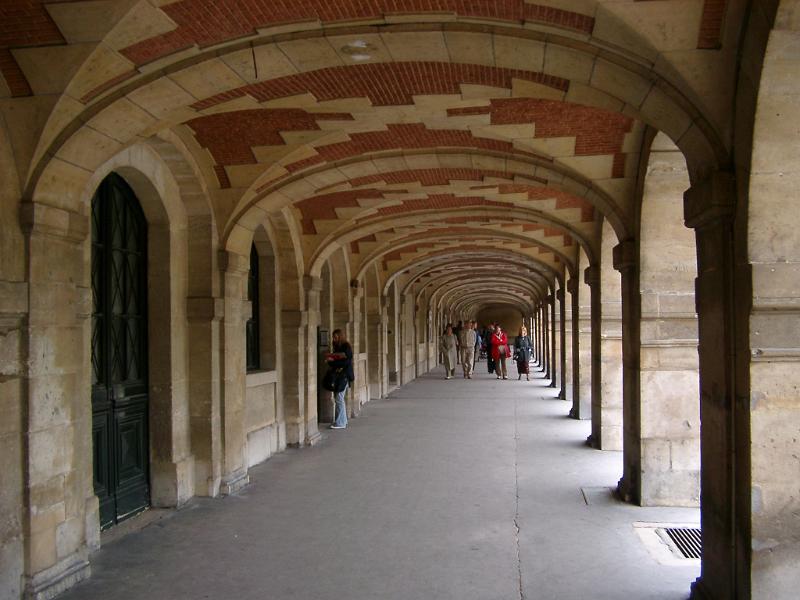 Old Vintage Pathway at Famous Architectural Place de Vosges Building