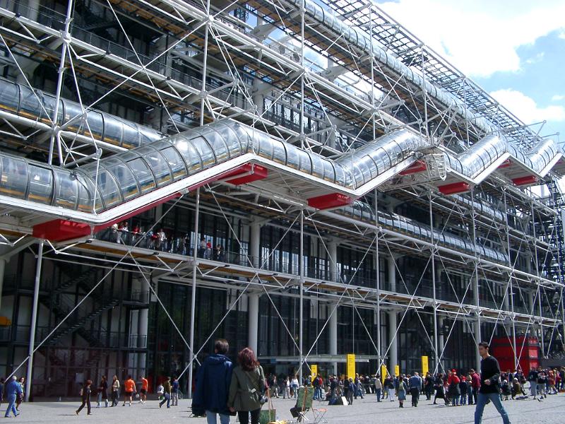 modern exterior of the pompidou centre, paris