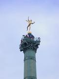Vintage High Monument of Place de la Bastille. Isolated on Light Blue Sky Background.