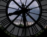 Old Vintage Huge Clock on the Building with City View on Background.