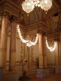 Old Vintage Elegant Architectural Building Interior Design with Chandeliers.