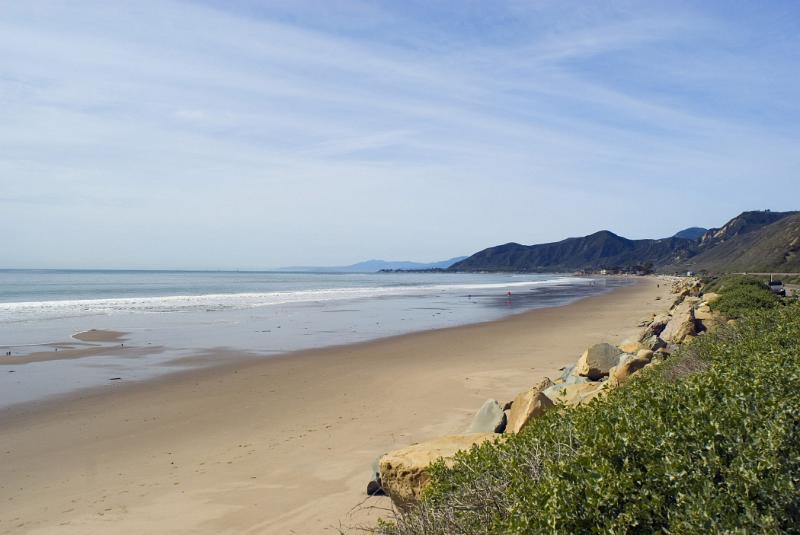 Cool and Peaceful Southern California Coast Extensive View. Captured on Lighter Blue Sky. A Perfect Place for Vacation Trip.